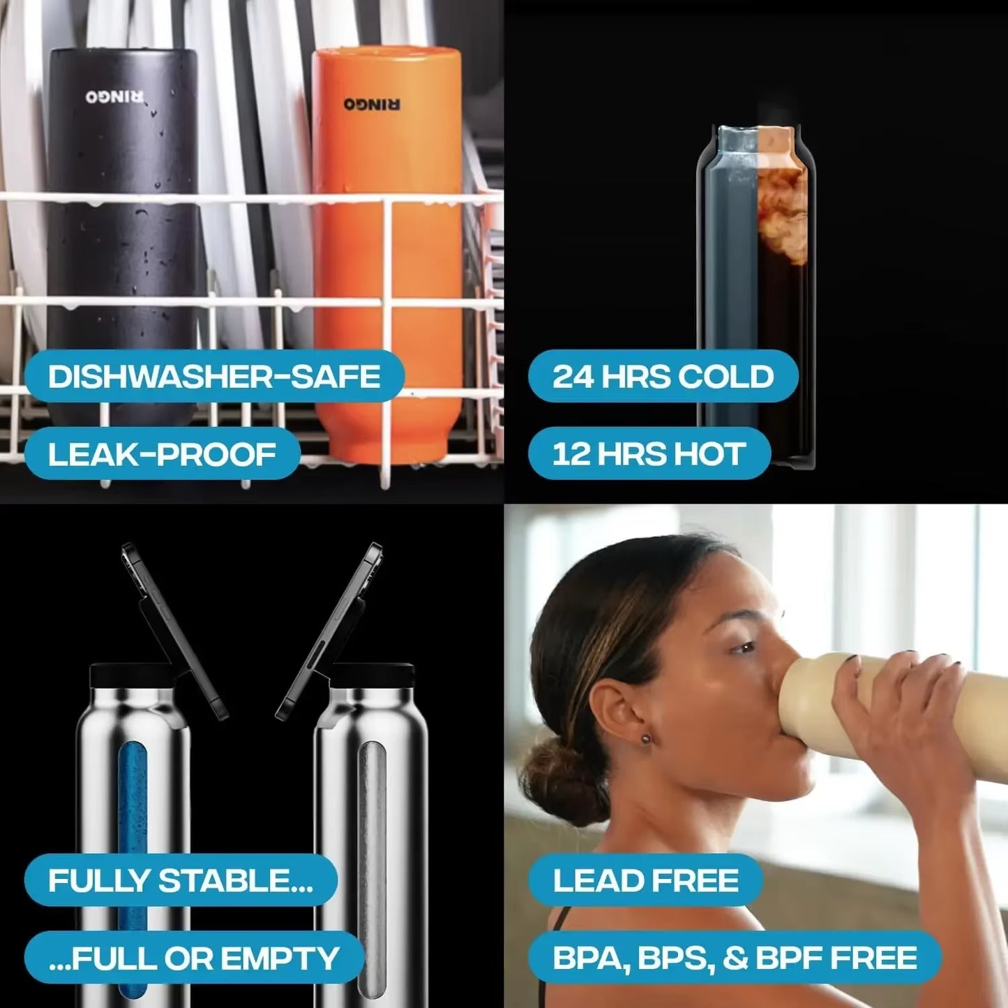 720ML Magnetic Insulated Cup Stainless Steel Sports Water Bottle Mobile Phone Holderhigh Aesthetic Value Cold Insulation Cup
