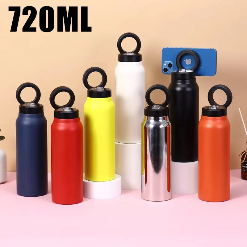 720ML Magnetic Insulated Cup Stainless Steel Sports Water Bottle Mobile Phone Holderhigh Aesthetic Value Cold Insulation Cup