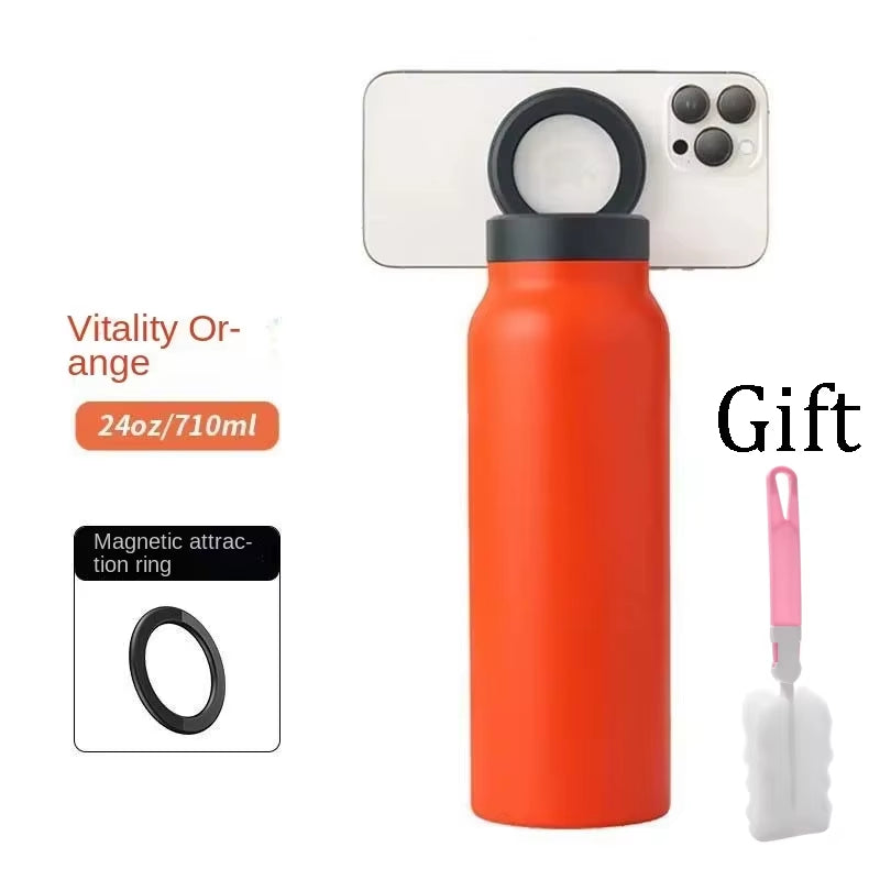 720ML Magnetic Insulated Cup Stainless Steel Sports Water Bottle Mobile Phone Holderhigh Aesthetic Value Cold Insulation Cup