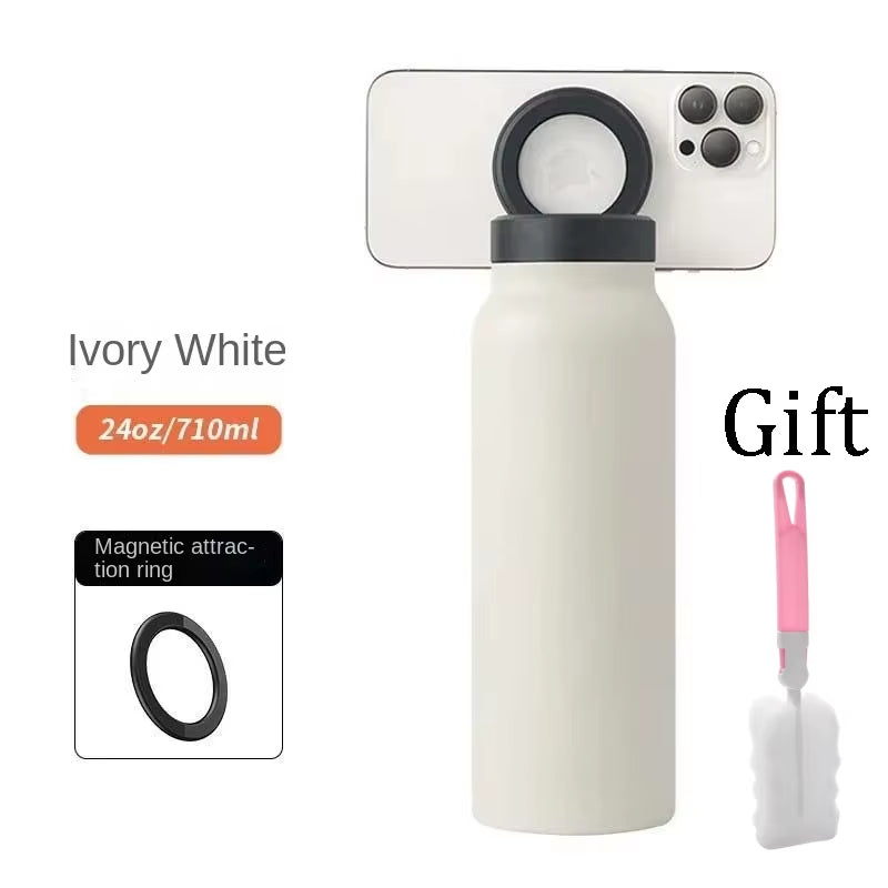 720ML Magnetic Insulated Cup Stainless Steel Sports Water Bottle Mobile Phone Holderhigh Aesthetic Value Cold Insulation Cup