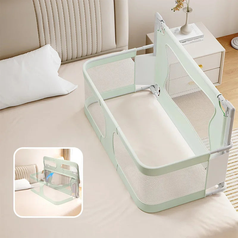 3 in 1 Baby Bedside Bassinet Foldable Bed Side Baby Bassinet Portable Crib Breathable and Visible Mesh Window Soft Washable Liner Cover