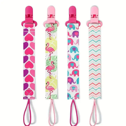 4pcs Baby Pacifier Holder Clips - Pacifier Clips for Boys and Girls, Universal Fit for Most Pacifiers, Cute and Practical Design
