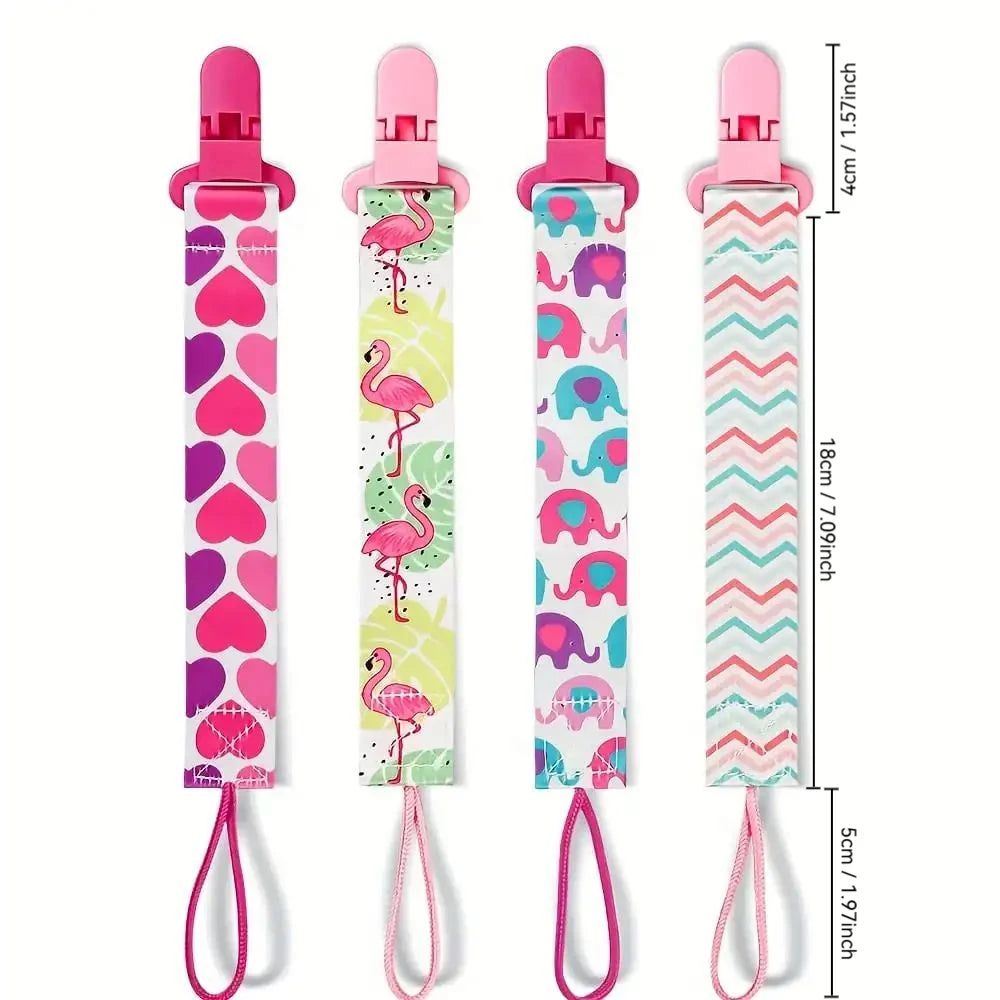 4pcs Baby Pacifier Holder Clips - Pacifier Clips for Boys and Girls, Universal Fit for Most Pacifiers, Cute and Practical Design